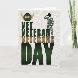 Tarjeta Festiva Día de los Veteranos de Guerra, Verde Militar y Ta