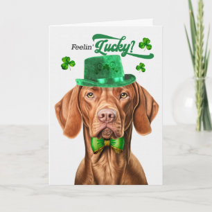 Tarjeta Festiva Día de San Patricio afortunado perro Vizsla