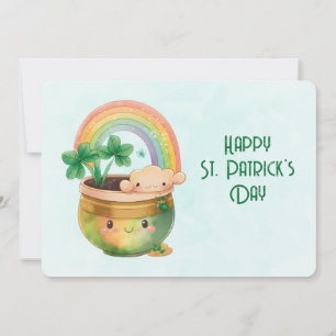Tarjeta Festiva Día de San Patricio Caprichoso Arcoíris y Trébol