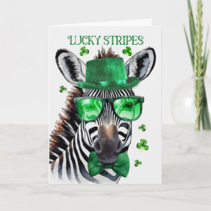Tarjeta Festiva Día de San Patricio Cebra Rayas Afortunadas y Gait