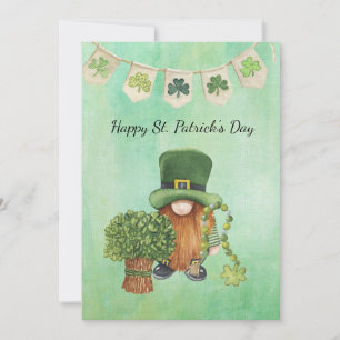 Tarjeta Festiva Día de San Patricio con acuarela verde de trébol