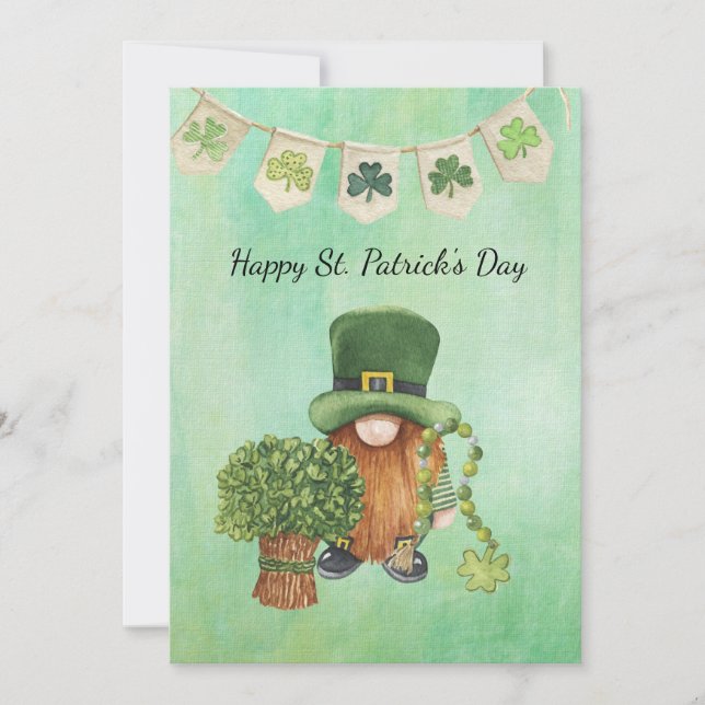 Tarjeta Festiva Día de San Patricio con la acuarela verde de Shamr (Anverso)