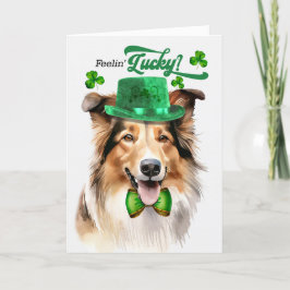 Tarjeta Festiva Día de San Patricio de Collie Dog Feelin