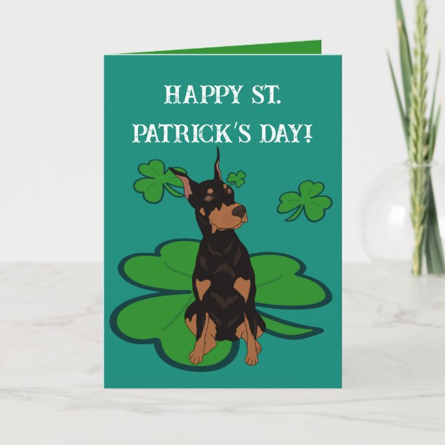 Tarjeta Festiva Día de San Patricio Doberman Pinscher (Anverso)