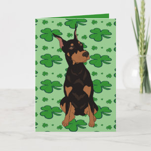 Tarjeta Festiva Día de San Patricio Doberman Pinscher