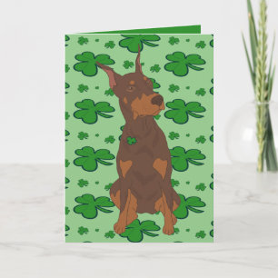 Tarjeta Festiva Día de San Patricio Doberman Pinscher