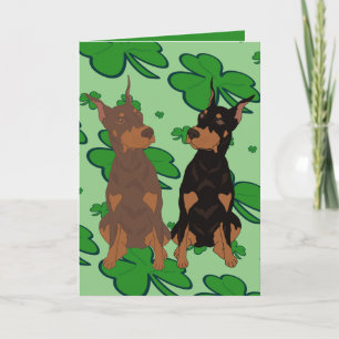 Tarjeta Festiva Día de San Patricio Doberman Pinscher