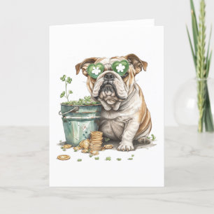 Tarjeta Festiva Día de San Patricio English Bulldog
