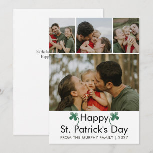 Tarjeta Festiva Día de San Patricio Familiar Moderno de 4 Fotos