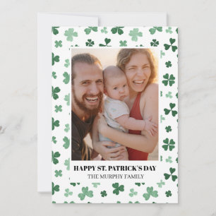 Tarjeta Festiva Día de San Patricio Foto Elegante Trébol Simple