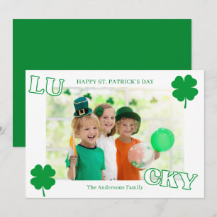 Tarjeta Festiva Día de San Patricio Foto Minimalista de Trébol