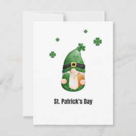Tarjeta Festiva Día de San Patricio Gnomo Ilustrado Verde Negro