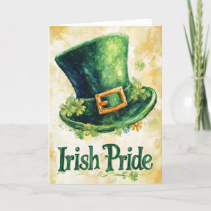 Tarjeta Festiva Día de San Patricio, Gorra Verde del Orgullo Irlan