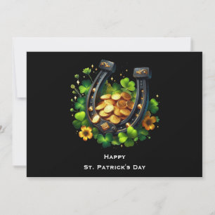 Tarjeta Festiva Día de San Patricio, las afortunadas monedas de he
