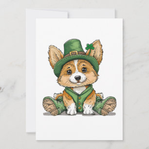 Tarjeta Festiva Día de San Patricio Perro Corgi