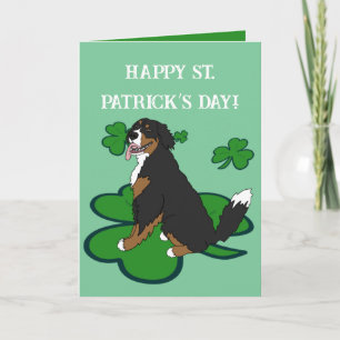 Tarjeta Festiva Día de San Patricio Perro de montaña bernés