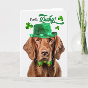 Tarjeta Festiva Día de San Patricio perro Setter Irlandés Lucky