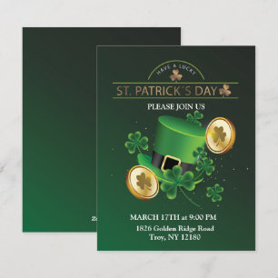Tarjeta Festiva Día de San Patricio Sombrero Duende Trébol Irlandé