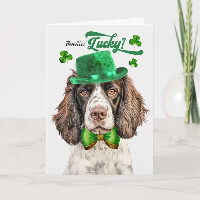Tarjeta Festiva Día de San Patricio, un perro de la primavera ingl (Anverso)