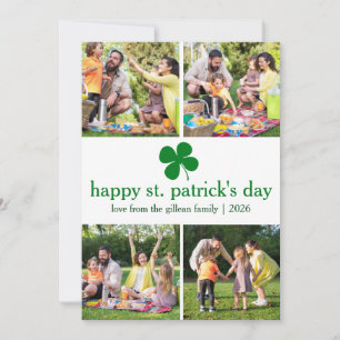 Tarjeta Festiva Día de San Patrick, foto de la familia Green Shamr