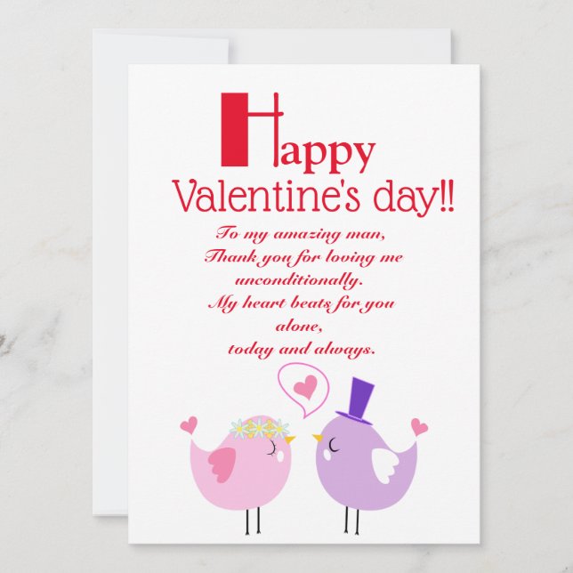 Tarjeta Festiva Día de San Valentín   (Anverso)