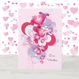 Tarjeta Festiva Día de San Valentín 2 Corazones 1 Amor Pareja Dulc