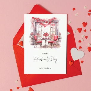 Tarjeta Festiva Día de San Valentín Acuarela Elegante Personalizad