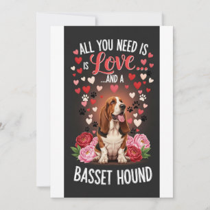 Tarjeta Festiva Día de San Valentín adorable basset hound Foto ab