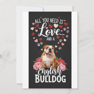 Tarjeta Festiva Día de San Valentín adorable bulldog inglés Foto