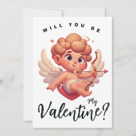 Tarjeta Festiva Día de San Valentín adorable cupido rosa