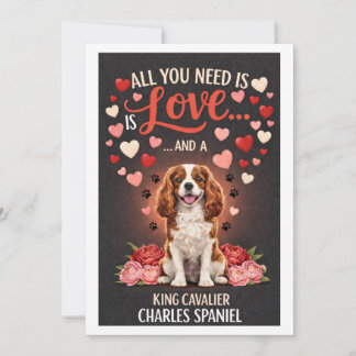 Tarjeta Festiva Día de San Valentín adorable rey cavalier charles