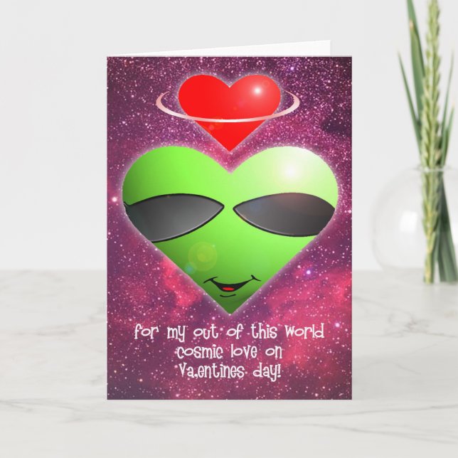 Tarjeta Festiva Día de San Valentín Alien (Anverso)