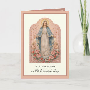 Tarjeta Festiva Día de San Valentín Amiga Católica Madre María