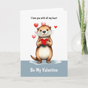 Tarjeta Festiva Día de San Valentín Amor Divertido Nutria Animal A