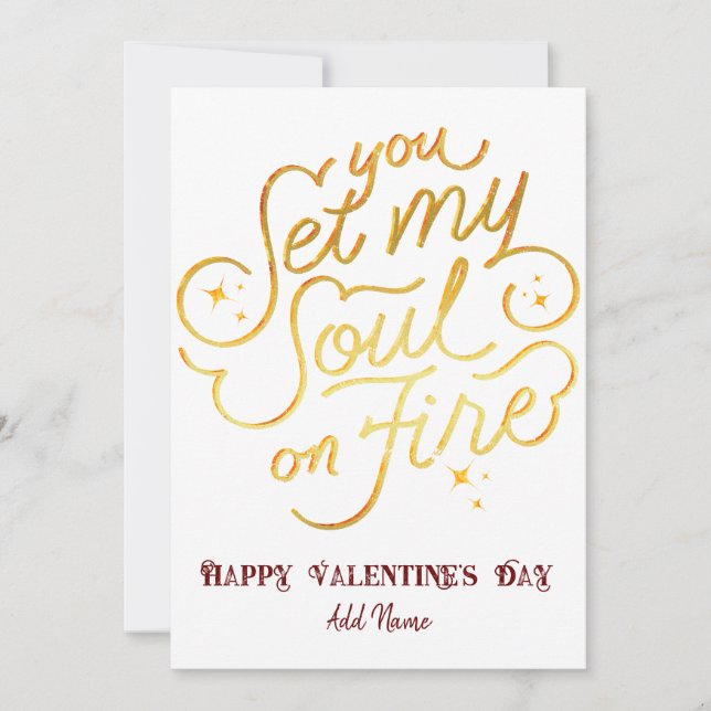 Tarjeta Festiva Día de San Valentín Aniversario Me Enciendes el Al (Anverso)