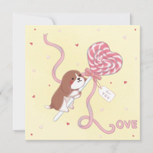 Tarjeta Festiva Día de San Valentín: Beagle y Piruleta