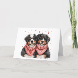 Tarjeta Festiva Día de San Valentín Bernese Mountain Dogs