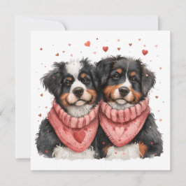 Tarjeta Festiva Día de San Valentín Bernese Mountain Dogs
