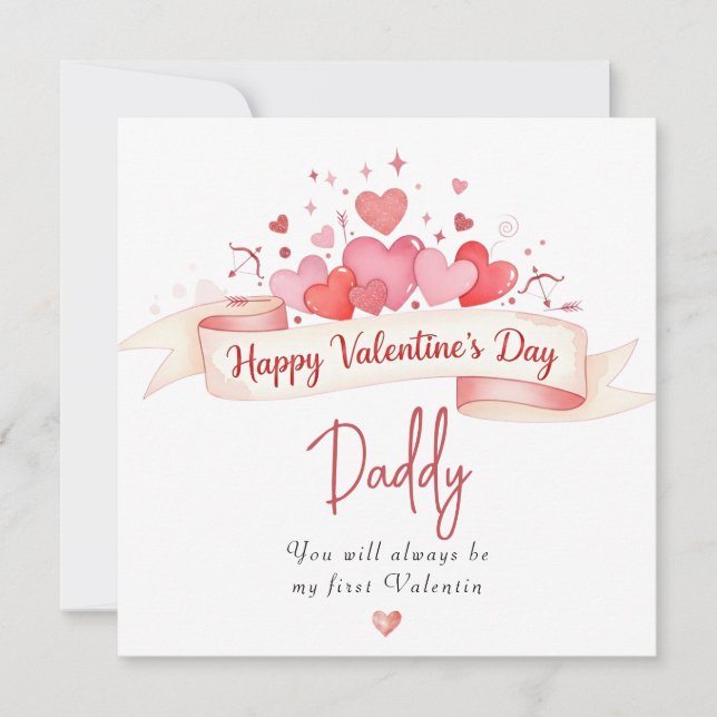Tarjeta Festiva Día de San Valentín Caprichoso Papá Feliz (Anverso)