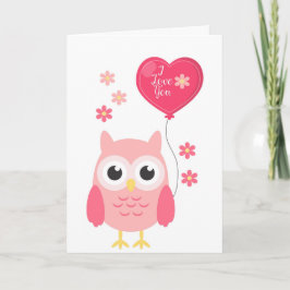 Tarjeta Festiva Día de San Valentín Card Cute Lechuza Rosa Te Amo