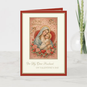 Tarjeta Festiva Día de San Valentín católico esposo María Jesús