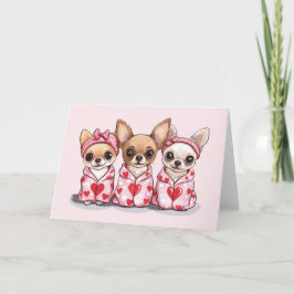 Tarjeta Festiva Día de San Valentín Chihuahua Dogs