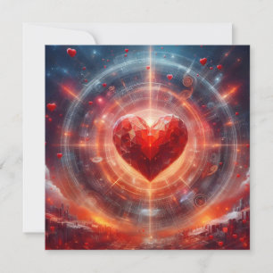 Tarjeta Festiva Día de San Valentín con corazón rojo grande