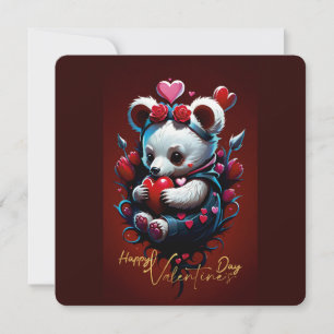 Tarjeta Festiva Día de San Valentín con Oso Teddy Rico