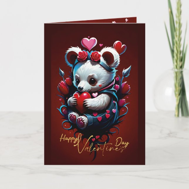 Tarjeta Festiva Día de San Valentín con Oso Teddy Rico (Anverso)