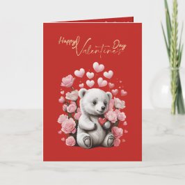 Tarjeta Festiva Día de San Valentín con Oso Teddy Rico