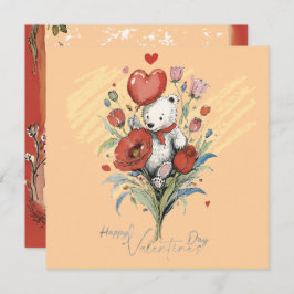 Tarjeta Festiva Día de San Valentín con Oso Teddy Rico
