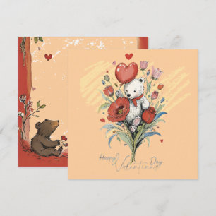 Tarjeta Festiva Día de San Valentín con Oso Teddy Rico