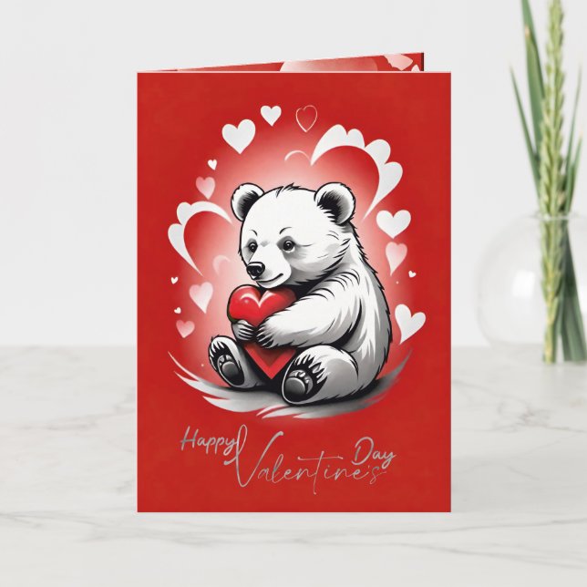 Tarjeta Festiva Día de San Valentín con Oso Teddy Rico (Anverso)
