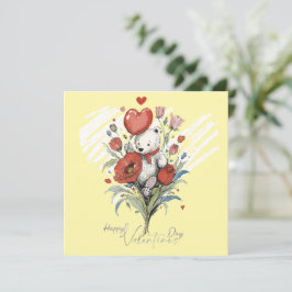 Tarjeta Festiva Día de San Valentín con Oso Teddy Rico
